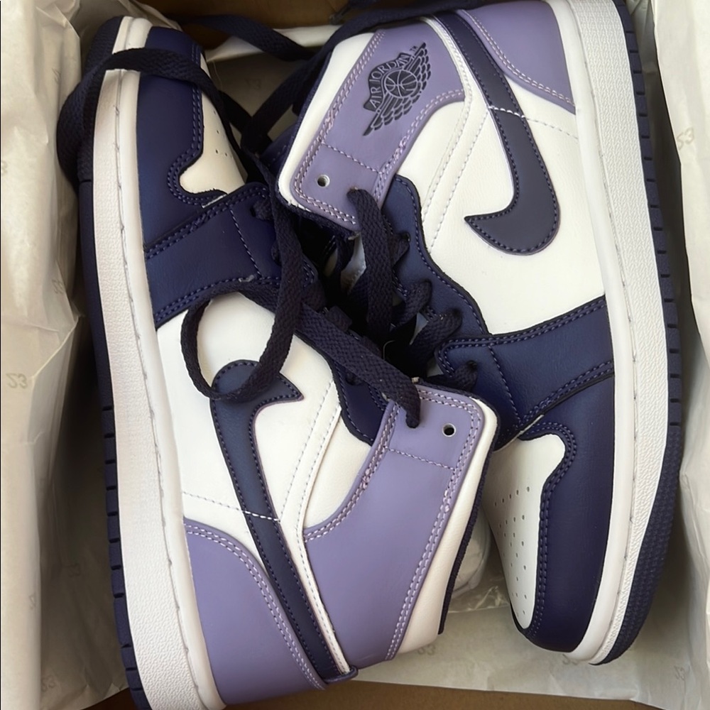 Nike Air Jordan 1 High Purple and White Sneakers
